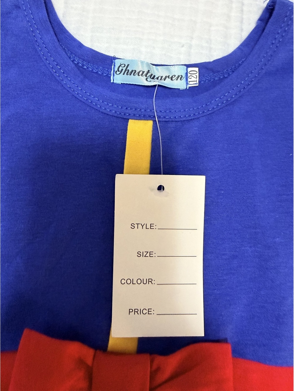 Girls Colorblock Dress with Bow Accent - Size 120 - Picture 2 of 6